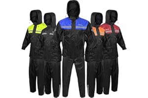 ALPHA CYCLE GEAR Lightweight Waterproof Rain Suit for Men & Women - 2 Piece Motorcycle Rain Gear Protective Trouser with Coat