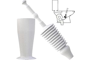 Buffalo Snake Toilet Plunger with Holder | Stongest Flexible Unblocker | More Power than Regular Toilet Plungers for Unblocking | Heavy Duty Plunger | Bellow Design for Low Flow Elongated Loos