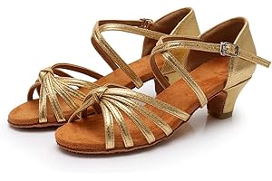 Rosefinch Chaussures de Danse Latines Talons Bas 3.5cm Filles Latines Salsa Dancehall Chaussures pour Débutants