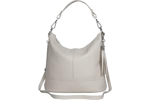 AMBRA MODA AmbraModa GLX09 - damska torebka na ramię, torba na ramię, z prawdziwej skóry, beżowy, 28/24/13cm