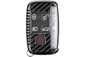 M.JVisun Genuine Carbon Fiber Key Fob Cover for Land Rover Discovery 4/Sport Freelander 2 for Range Rover Evoque/Sport/Velar Car Remote Key Fob Case for Men Women - Black