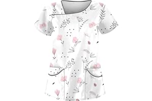 SAYMANY Damen Pfleger Schlupfkasack Kurzarm Kasack Rundhals T-Shirt Tuniki Bluse Krankenpfleger Kosmetikerin Uniform Hospital Pflegeheim Schlupfhemd Berufskleidung Schlupfhemd Damen Medizin Uniform