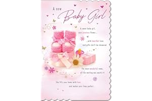 PICCADILLY GREETINGS Tradycyjna karta dla niemowląt dla dziewczynki – 23 x 15 cm – pozdrowienia Piccadilly A20195