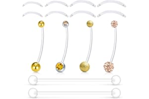 Mayhoop Piercing Ombligo Embarazo 14G Acrílico Flexible Claro con Barra como Reemplazo Retenedores Anillo Aro Ombligo Embarazo Mujeres Embarazadas Deportes Piercing Joyería