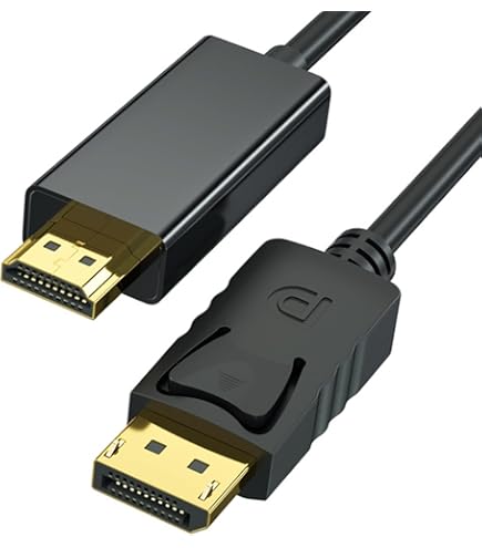 Cavo YACSEJAO DisplayPort (DP) A HDMI 1,8m – Adattatore Maschio-maschile, Full HD 1080p, Placcato Oro