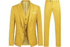 YOUTHUP Costume Homme 3 Pièces Slim Fit Smoking Deux Boutons Couleur Unie Mariage Business Confort Elégant Veste Gilet et Pantalon