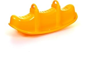 MARKO Triple See Saw Trio Childrens Kids Large Sturdy Plastic Rocking Seesaw 3 Seater Outdoor Playground Swing (Yellow)