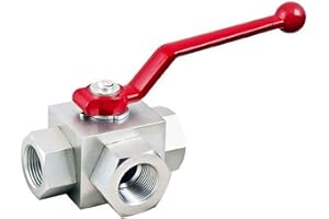 Uzman-Versand 3 vías 1/4" válvula de bola tipo L orificio BSP válvula hidráulica válvula de conmutación válvula hidráulica válvula de conmutación válvula hidráulica 3/2 (acero, 1/4)