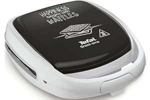 Tefal Appareil à gaufre, Multifonction, 2 jeux de plaques, Poignée sécurisée, Gaufrier Snack Time Happiness SW341112