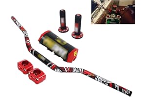 AnXin Ensemble guidon de moto 28 mm avec collier de serrage, coussinet et poignées pour motocross
