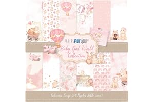 PAPERSFORYOU Colección 24 Papeles Scrap Mini doble cara 180gr 6"x 6" (Baby Girl World)