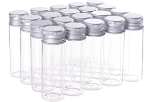 BENECREAT 20 Pack 15ml Botella de Vidrio con Tapa de Aluminio Botella de Deseo Decoración DIY de Manualidad Favores de Boda Decoraciones de Boda