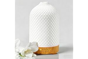 BOBOLYN Diffuseur D'huiles Essentielles Diffuseur Electrique Ultrasonique Aromathérapie en Céramique 200ML avec Minuterie D'arrêt Automatique De 7 Couleurs pour Appartement Bureau Maison Yoga Cadeaux