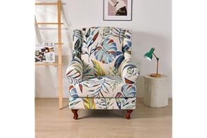 JORTUIO Funda de Sillón de Orejero Elástica 2-Piezas, Suave Elastano 1 Plaza Relax Funda de Sofá con Funda de Cojín, Fundas Protector de Butaca para Dormitorio, Recepción, Club (Color : #12)