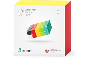 Bizak Pixio 50 optymalnych kostek magnetycznych o średnicy 8 mm z każdej strony, aby zbudować dowolną postać lub przedmiot, optymalnie dopasowane, zalecane dla dzieci od 6 lat (64240101)