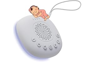 White Noise Sound Machine with Light by MMOBIEL - 20 Soothing Sounds, Timer, USB-C Rechargeable – Compact Sleep Soother for Baby, Kids & Adults with Warm Light & Multicolor LED, Music Loop – White