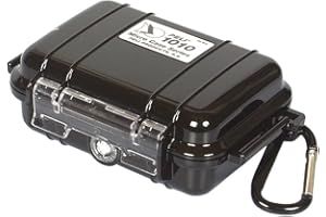 PELI 1020 Micro, Watertight Case to Protect Small Belongings, IP67 Rated, 1L Capacity, Made in US, Black/Black Liner