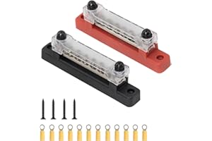 VZU 2 Sätze Sammelschiene 12V-48V DC 150A Busbar Stromverteiler 12V mit Abdeckung, Sammelschiene 12V mit 6 M4-Schrauben, 2 M6-Bolzen, 12V Verteilerblock für Auto, LKW, Wohnmobil, Yacht, Boot