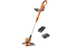 LawnMaster MX - Cortadora de césped y bordeadora inalámbrica de 24 V y 25 cm, 3 en 1, funciona con pilas, kit de ruedas desmontables, batería MX de 24 V de iones de litio de 2.0 Ah y cargador, 2 años