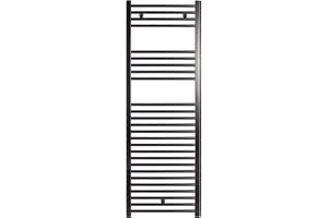 FACULA Fácula - Radiador Toallero DE AGUA Ocean Negro1420x500mm | (NO Eléctrico) | 3 soportes+purgador | Conexiones 3x1/2"