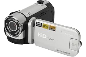 JECTSE Video Camera Camcorder, 1080P 16MP 16X Zoom HD 2.4 Inch Rotatable Screen Camcorder, Handheld Video Recorder with Fill Light & 1/4 Inch Thread Hole for Teens Beginner Adult (Silver)