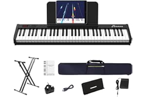 OYAYO 61 Keys Keyboard Piano with Semi-Weighted Keys & Keyboard Stand, Portable Electronic Piano Support MIDI USB Interface & Bluetooth, Piano Keyboard Great for Beginners and Children Adults