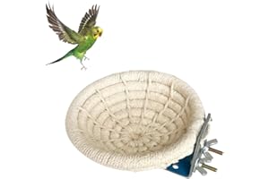 Mikiuly Nidos para Pájaros,Nido para Jaulas,Cama de Nido de Pájaro,Nido de Pájaros,Nido de Cuerda de Algodón Hecha a Mano,Apto para Loros, Canarios y Pinzones Pequeños