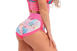 RIOJOY Women Sports Shorts Ruched Butt Elastic High Waist Gym Workout Yoga Short Pants