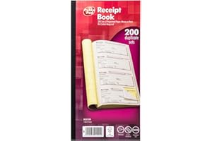 PUKKA PAD Pukka Carnet de reçus autocopiants 140 x 276 mm 4 reçus par page 200 duplicata Micro-perforé Numéroté en série Carnet de bord collé sur le côté DCU1520