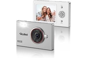 Rollei Compactline Slim Silver Digitalkamera 80MP 4K mit Lächelerkennung | Fotokamera mit 