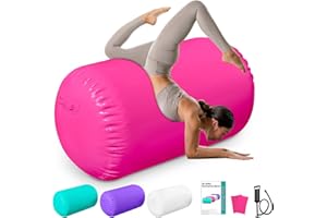 HEIPIGO Air Roller Gymnastics Barrel Backhandspring Training Air Barrel Gymnastics Roller for Tumbling Cheerleading Training Yoga Gym with Manual Air Pump