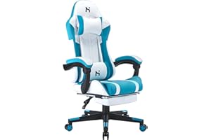‎HLONONE HLONONE Gaming Stuhl, Bürostuhl Ergonomisch, Gamer Stuhl Höhenverstellbar, PC Stuhl mit Kopfstütze, Lendenkissen und Armlehnen, Rückenlehne verstellbar 90-135°, Tragfähigkeit 200 kg