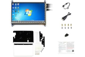 IBEST waveshare dla Raspberry Pi 7 cali pojemnościowy ekran dotykowy IPS 1024 x 600 HDMI LCD C Ekran dotykowy z Bicolor Case dla Malpberry Pi 3B+/3/2 B/B+/ Banana Pi/Banana Pro/BB Czarny