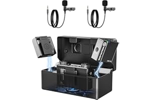 HOLLYVIEW Hollyland LARK 150 [ufficiale] Microfono Lavalier Wireless a 2,4 GHz Mini Formato Leggero Tre Opzioni Audio con Custodia di Ricarica Portatile (Nero, Lark 150)