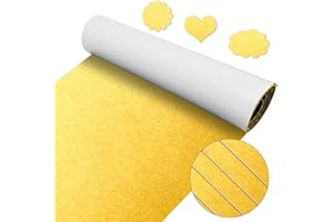 220 x 40 cm, fieltro autoadhesivo en la parte trasera, hojas de fieltro adhesivas EUBSWA para forros de cajas de bricolaje, marcos de fotos, patas de sillas, 1 mm de grosor (dorado)