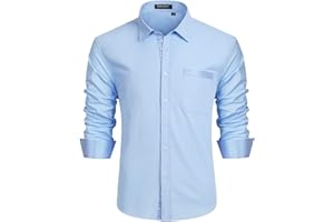 Enlision Chemise Homme Mariage Manches Longues Regular Fit Chemises Casual Business Formelle Chemise Contrastée avec Poche