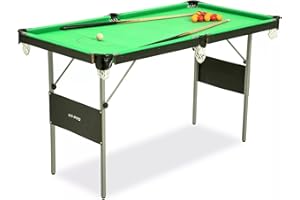 Hy-Pro 4ft 6in Folding Snooker and Pool Table - Space Saving Folding Design, Games Table, Family Games, Kids and Adults, with 2x 36 Inch Cue, 38mm ball set, Chalk and Triangle, Great Gift Idea