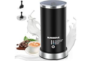 ‎BURNNOVE BURNNOVE 4 in 1 Elektrischer Milchaufschäumer 600W Edelstahl Milchschäumer 240ml Milk Frother kalter und heißer Milchschaum oder erhitzte Milch Antihaftbeschichtung schnelle und leise