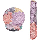 Lizimandu Rund Mauspad und Tastatur-Pad im set Maus Handballenauflage Auflage Handgelenk Unterstützung Ergonomische Handgelenkpolsterträger Gedächtnisschaum für Computer und Laptop - Mauspad und Tastatur-Pad(Bunte Blume/Colorful Flower)