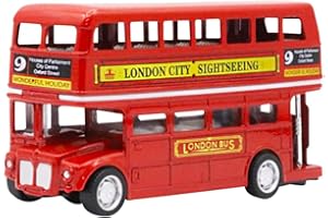 YGCHEN London Doppeldecker Bus Modell 1/64 Skala Legierung Spielzeugauto Rot