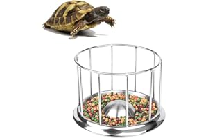 RAFFISH Mangeoire pour Tortue, Gamelle Tortue, En acier inoxydable Gamelle Reptile,Bol Durable pour Nourriture et Eau pour Reptile Rock pour Tortue d'eauSmall (3.9 * 3.2 * 1.38in)