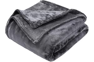 GonZalo GraCia. Fleece Blanket Reversible Dark Grey Throw For Sofa 150x200cm Faux Fur Bed Blanket 400 GSM Winter Warm (Dark Grey, Double)