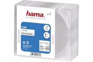 Hama | Cajas de CD Slim vacías (Pack de 10 cajas de CD transparentes)