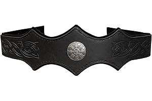 HiiFeuer Tocado medieval de cuero de imitación en relieve, Diadema Retro Renacentista Ajustable, Accesorios de Disfraz de Cosplay para LARP(Negro B)