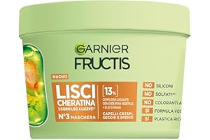 Garnier Fructis Maschera, Per Capelli Lisci e Lucenti a Lungo, Effetto Anti-Crespo, Trattamento Lisciante alla Cheratina Vegetale e Olio di Argan, Lisci Cheratina, 370 ml