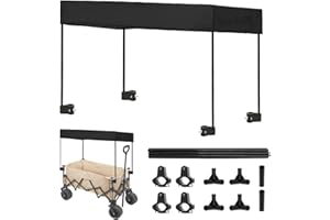 BONJUME Bollerwagen mit Dach - Abnehmbares Markisendach und Regenschutz, Vierseitig Klappbar für Handwagen, Staubdicht, Regendicht, Sonnendicht, Laubdicht - Camping Zubehör