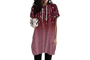 SCBFDI Tshirt Damen Tunika Tops zu tragen mit Leggings, Damen Sommer übergroße Hoodies lässig kurze Ärmel Shirts mit Taschen, Tshirt Damen Oversize