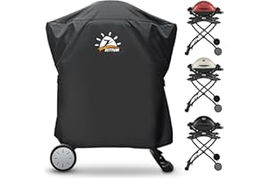 Zettum Fundas para barbacoas Exterior de Weber Q1000/Q2000 Serie, 7113 Fundas para barbacoas, Cubierta BBQ de Parrilla 600D Oxford Protector Impermeable e Resistente (81 L x 43 W x 88 H CM)