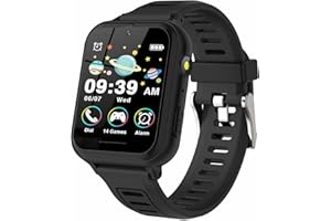 GLKYSOE Montre Connectée Enfant Garçons Filles, Montre Intelligente Enfant avec SOS Appeler,14 Jeux HD Caméra & Lecteur Vidéo Musique Torche, Cadeaux pour Enfants 3-12ans (Noir)