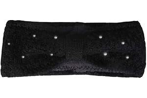 Zwillingsherz Stirnband mit Zopfmuster und Perlen - Hochwertiges Strick-Kopfband für Damen Frauen Mädchen - Mit Fleece - Wolle - Ohrenschutz - Haarband - warm - weich für Winter und Frühjahr